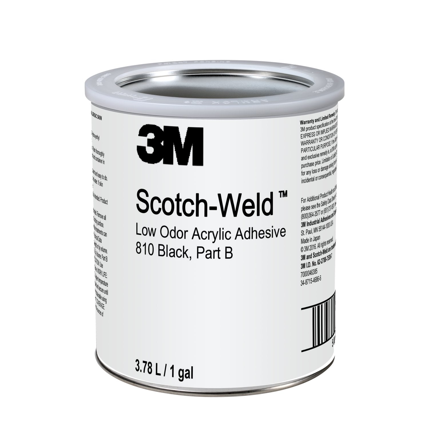 7000046385 - 3M Scotch-Weld Low Odor Acrylic Adhesive 810, Black, Part B, 1 Gallon, 4 Can/Case