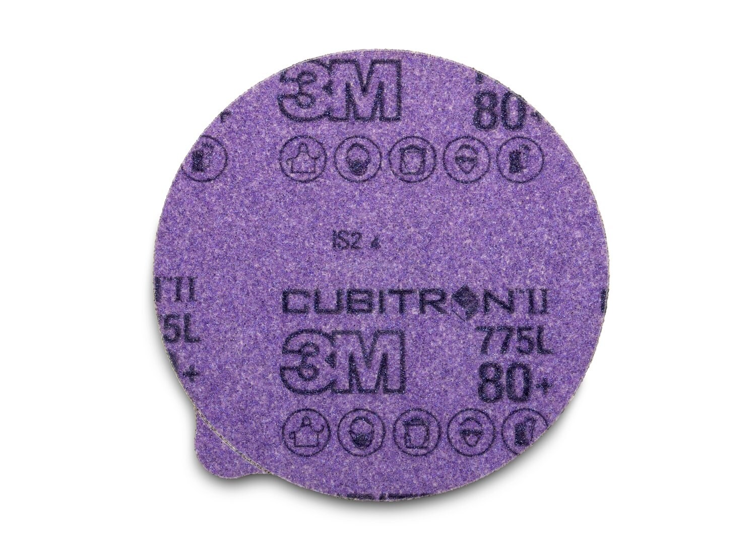 7100048736 - 3M Cubitron II Stikit Film Disc 775L, 80+ 3MIL, 5 in x NH, Linered w/Tab, Die 500X, 50/Carton, 250 ea/Case