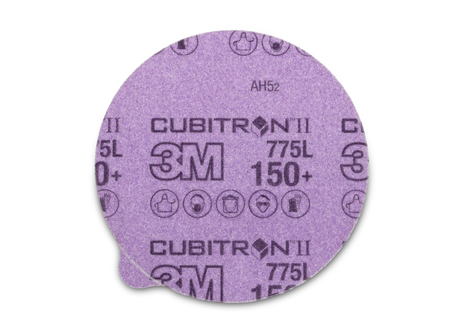 7100075207 - 3M Cubitron II Stikit Film Disc 775L, 150+, 6 in x NH, Linered w/Tab,
Die 600Z, 50/Carton, 250 ea/Case