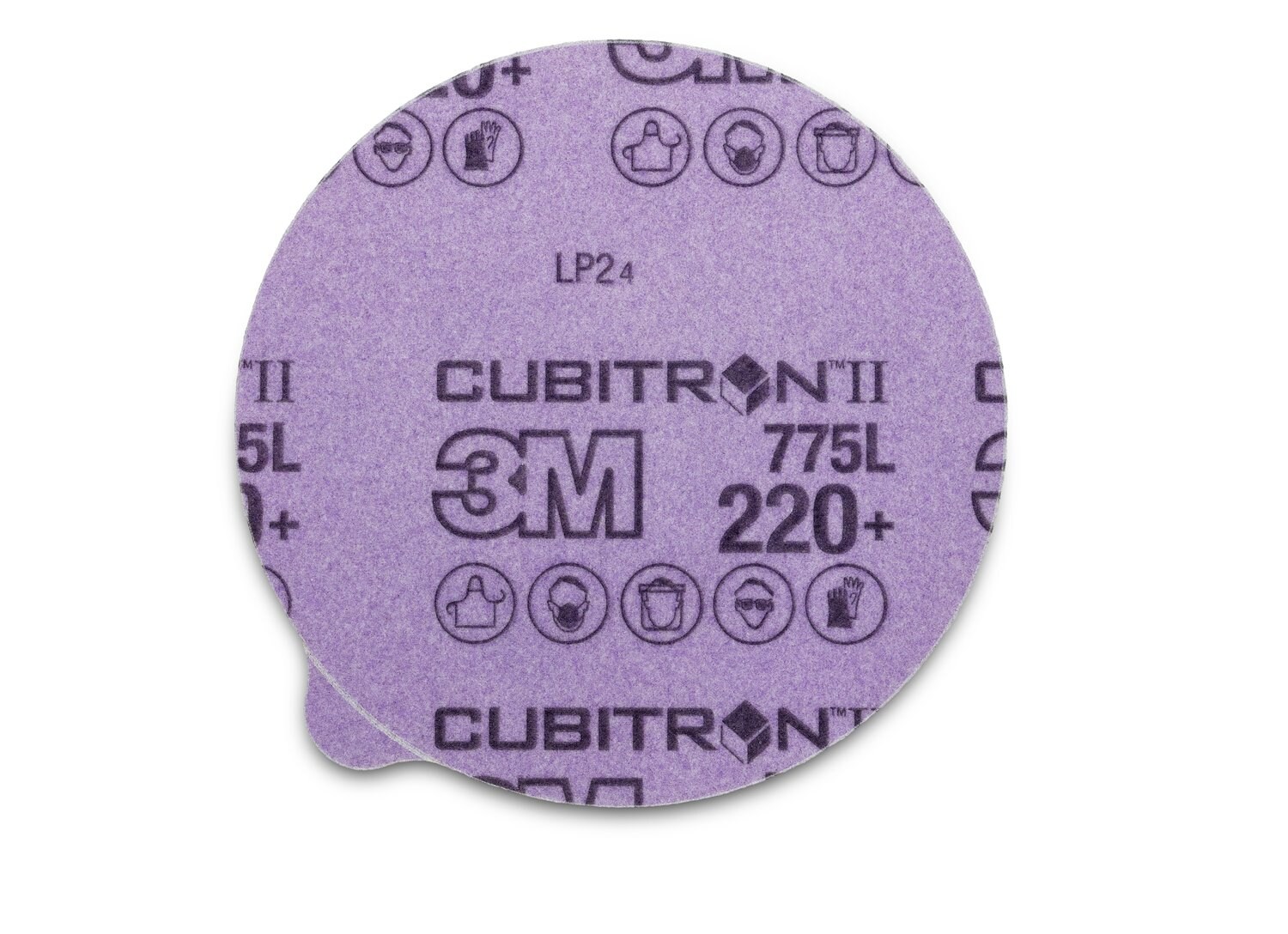 7100075221 - 3M Cubitron II Stikit Film Disc 775L, 220+, 6 in x NH, Linered w/Tab,
Die 600Z, 50/Carton, 250 ea/Case