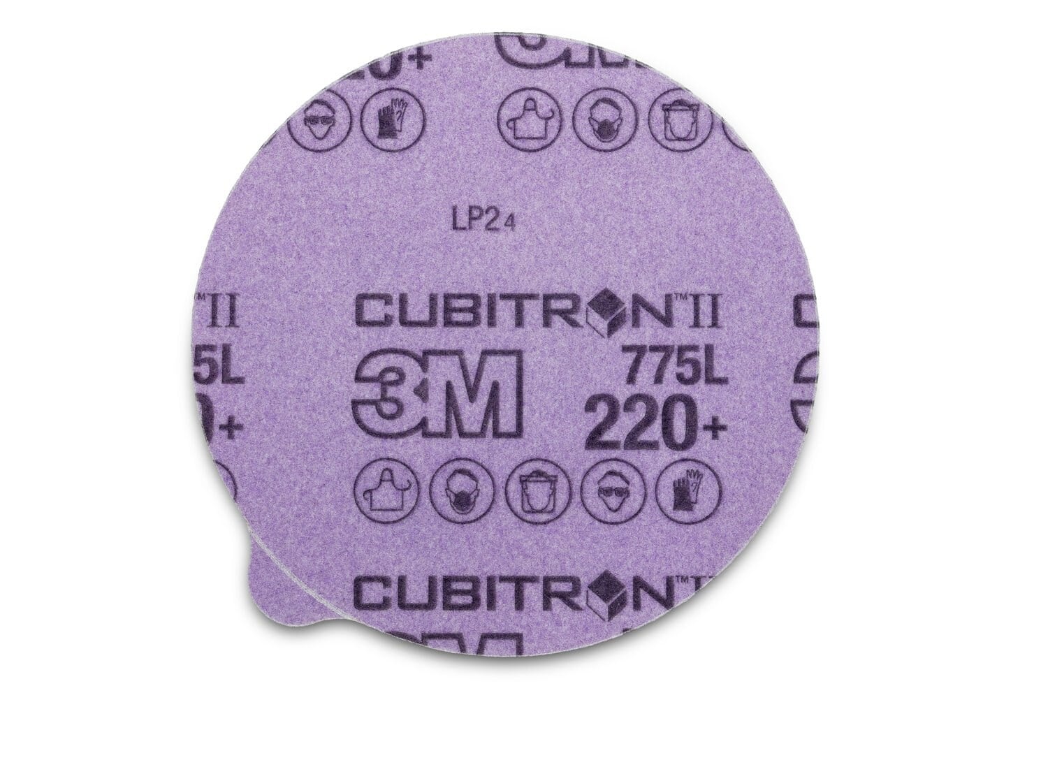 7010532667 - 3M Cubitron II Stikit Film Disc 775L, 220+ 3MIL, 3 in x 1/2 in, Linered w/Tab, Die 300D