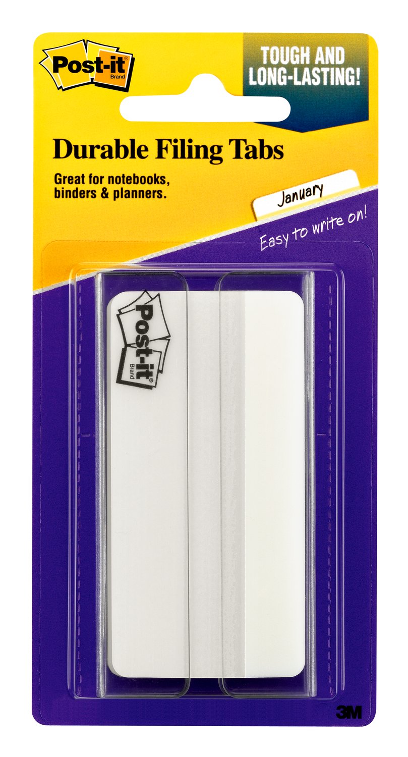 7010301473 - Post-it Durable Tabs 686F-50WH3IN, 3 in. x 1.5 (76,2 mm x 38 mm) White 24 pk/cs