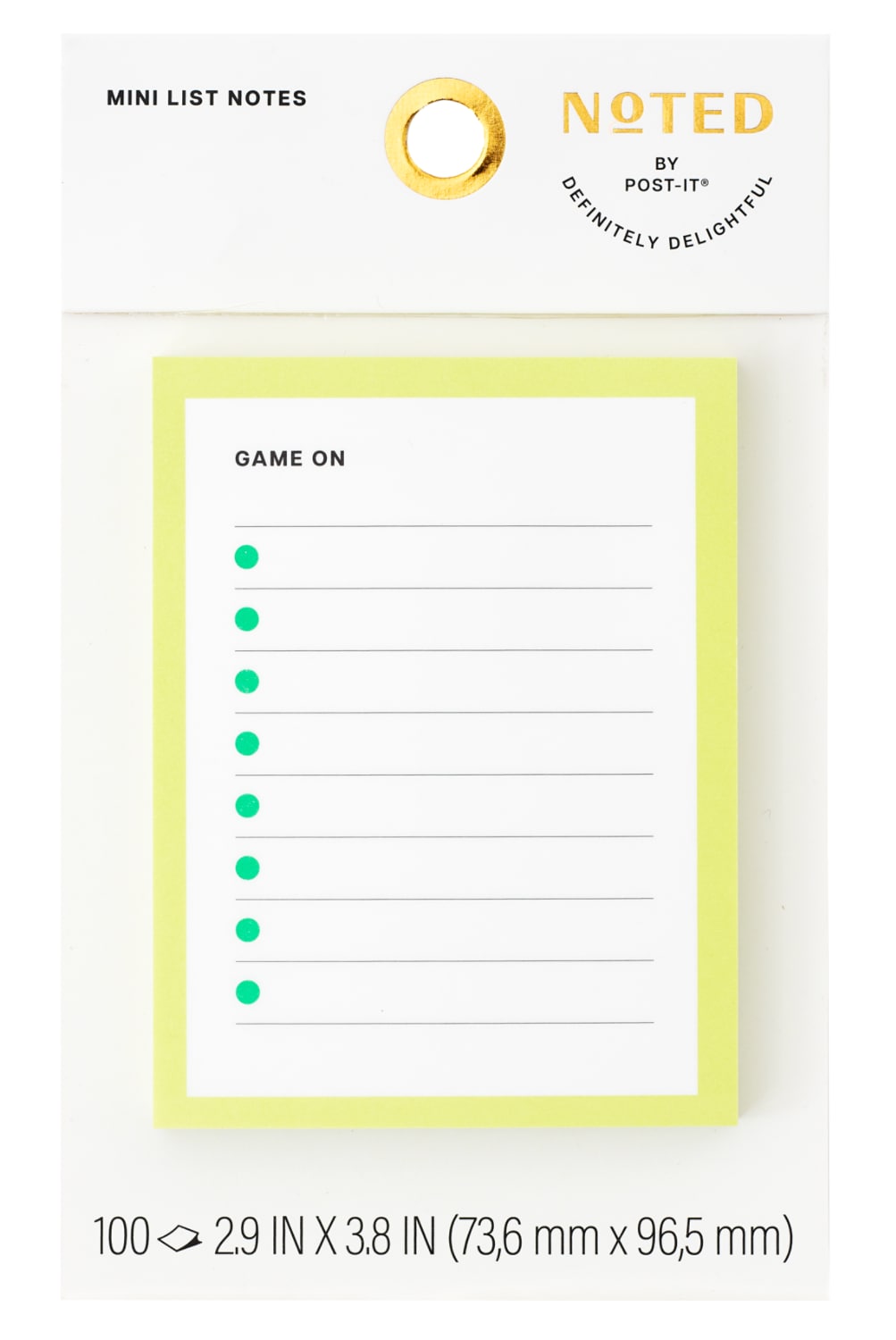 7100363414 - Post-it Mini List Notes NTDSP25-34-2, 2.9 in x 3.8 in (73.6 mm x 96.5 mm), 100 Sheet