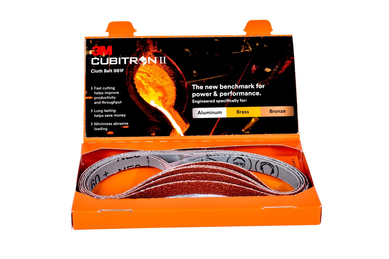 7100166522 - 3M Cubitron II Cloth Belt 981F, Kit, 1/2 in x 18 in, 25 ea/Case