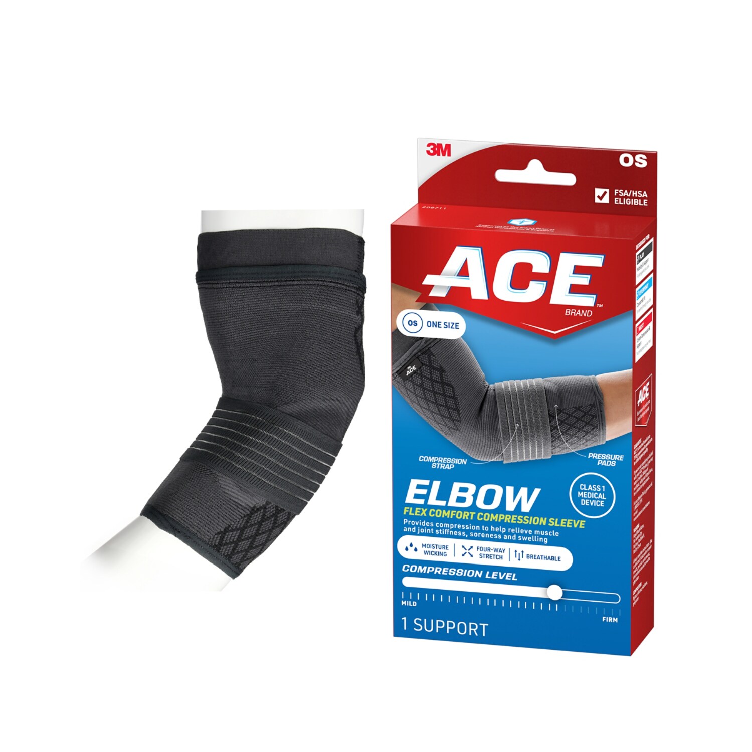 7100376835 - ACE Brand Flex Comfort Compression Elbow Sleeve 208711, One Size