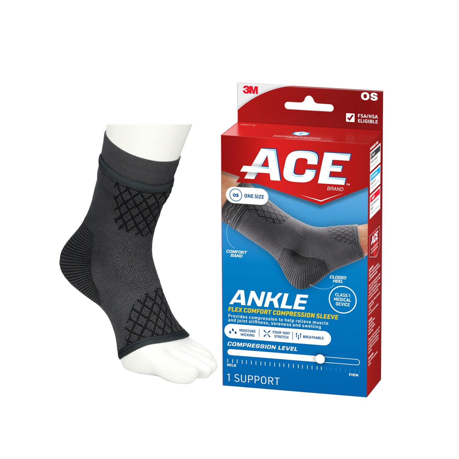 7100376993 - ACE Brand Flex Comfort Compression Ankle Sleeve 208710, One Size