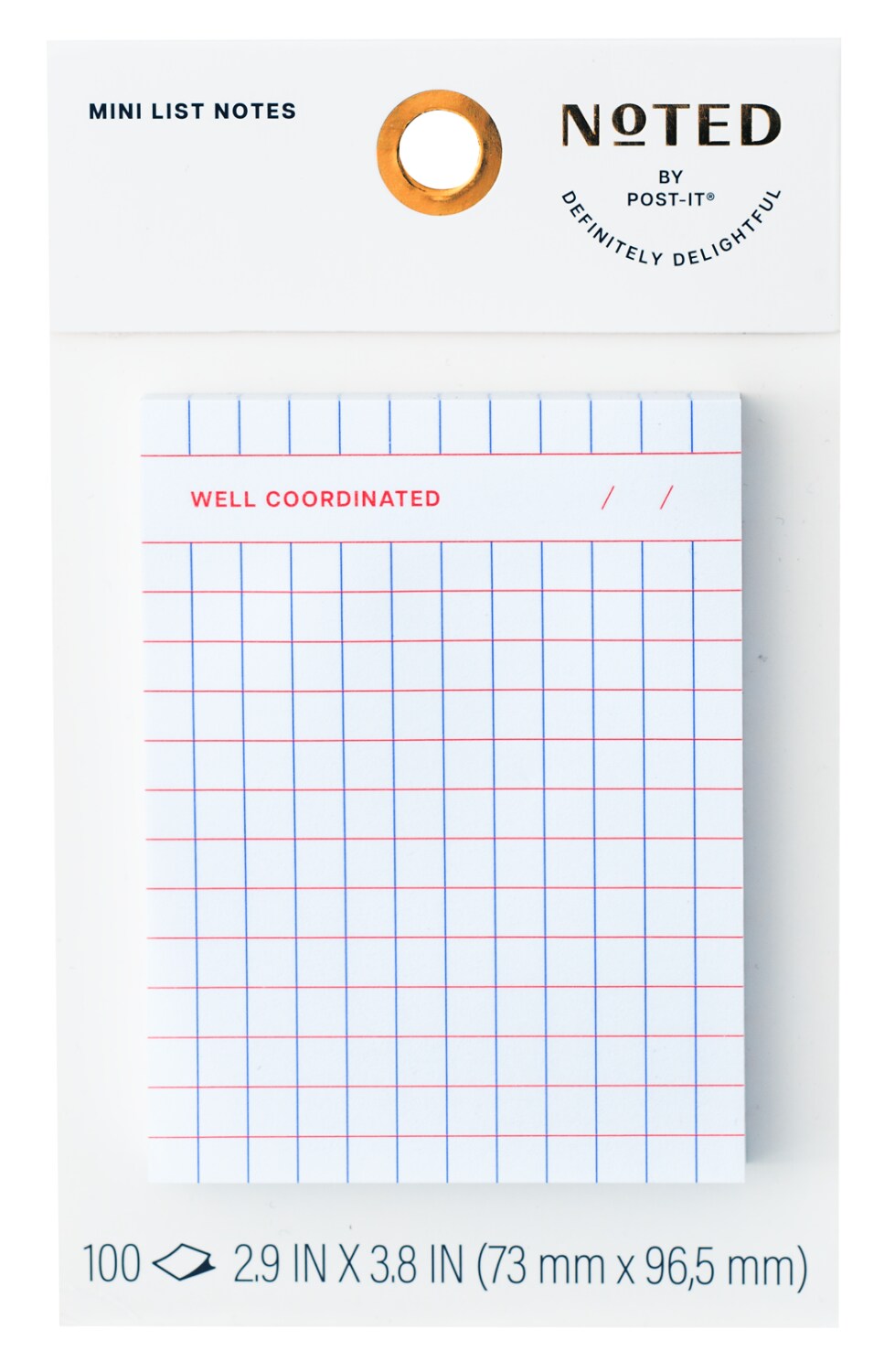 7100364969 - Post-it Noted Mini List Notes Grid NTD11-34-2 2.9in x 3.8in (73.6mm x 96mm)