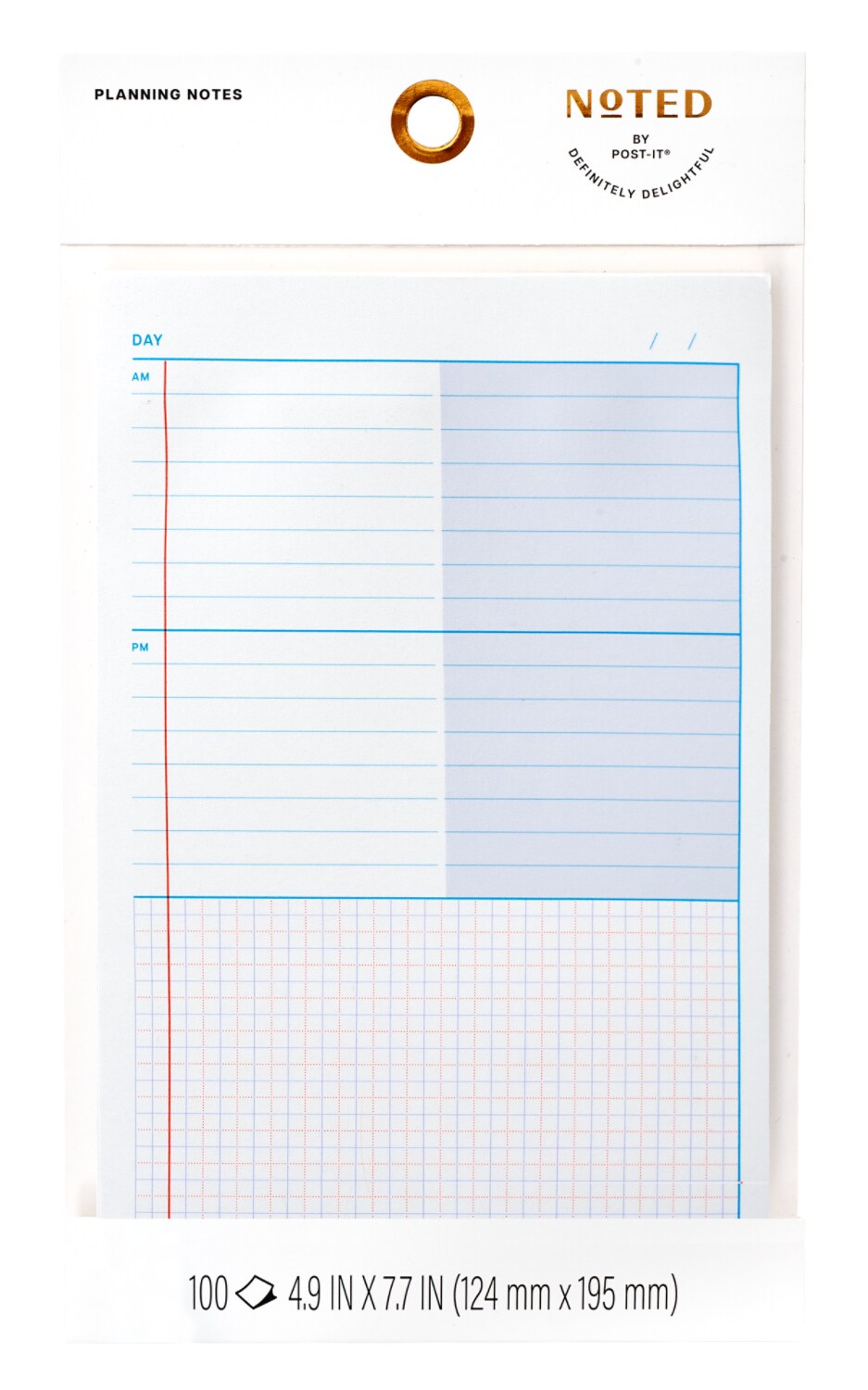 7100364358 - Post-it Noted Planning Notes NTD11-58-1, White Blue, 4.9in x 7.7in (124.4mm x 195mm)