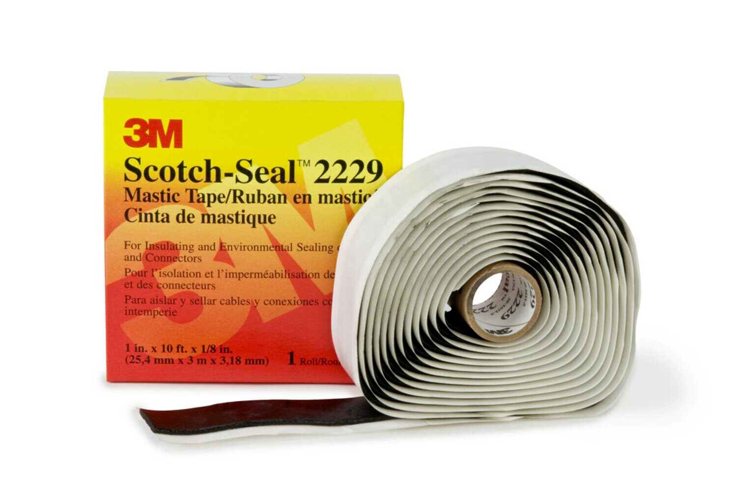 7010397013 - 3M Scotch-Seal Mastic Tape Compound 2229, 3-3/4 in X 3-3/4 in, Black, 25 pads/carton, 100 pads/Case