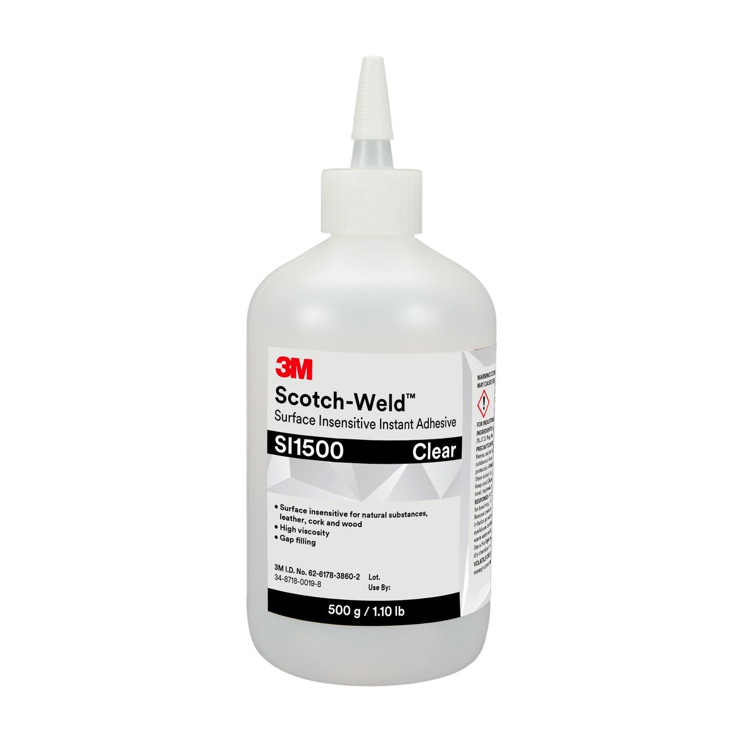 7100039243 - 3M Scotch-Weld Surface Insensitive Instant Adhesive SI1500, Clear, 500
Gram, 1/Case