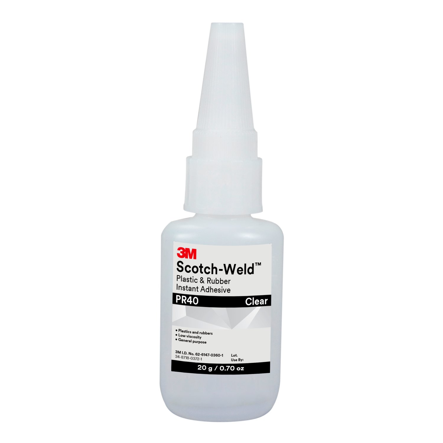 7010330469 - 3M Scotch-Weld Plastic & Rubber Instant Adhesive PR40, Clear, 20 Gram, 10 Bottles/Case