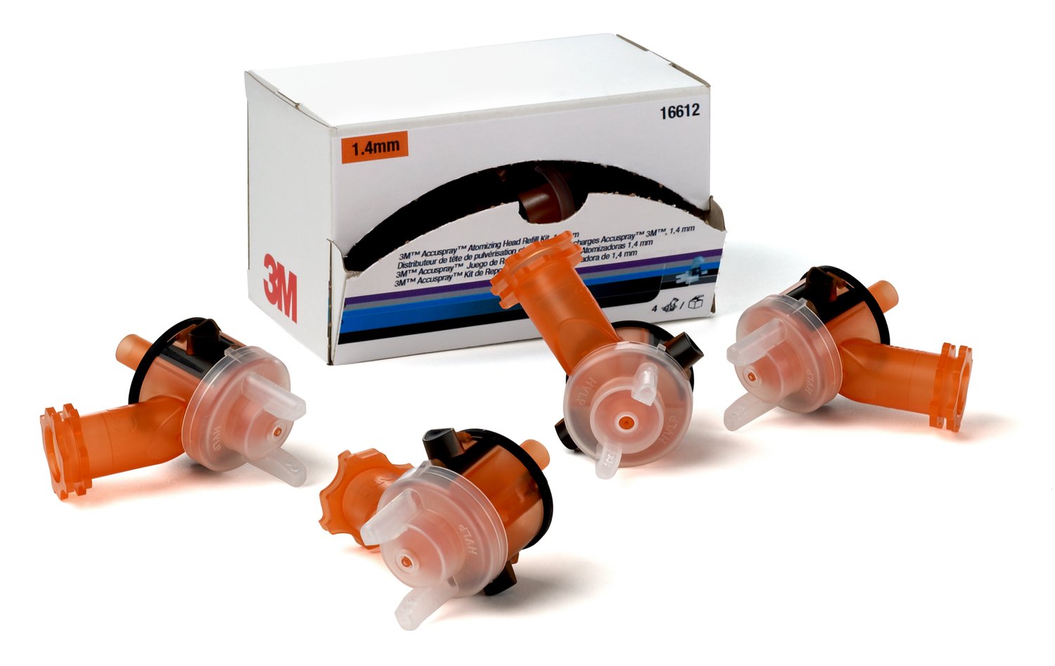 7100017731 - 3M Accuspray Atomizing Head, 16612, Orange, 1.4 mm, 4 per kit, 6 kits
per case