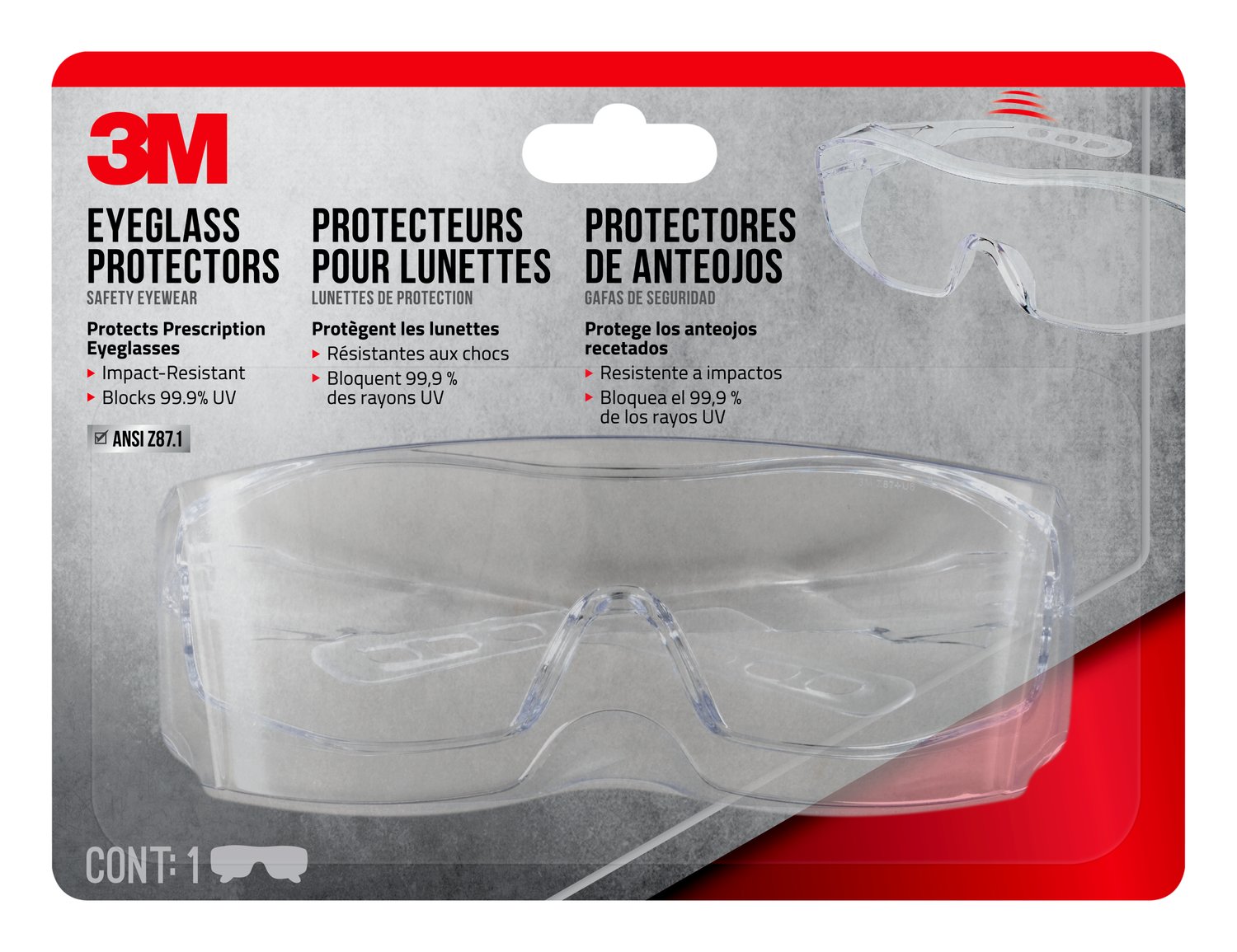 7100164949 - 3M Eyeglass Protectors Anti-Scratch, 47031H1-DC, Clear, Clear Lens, 6/case
