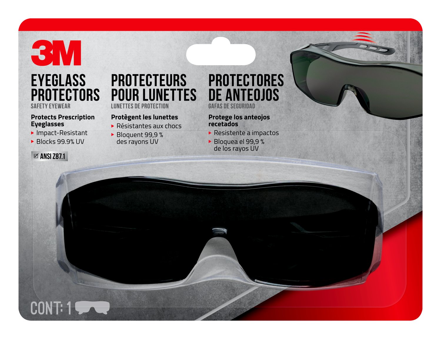 7100166605 - 3M Eyeglass Protectors Anti-Scratch, 47032H1-DC, Gray, Gray Lens, 6/case