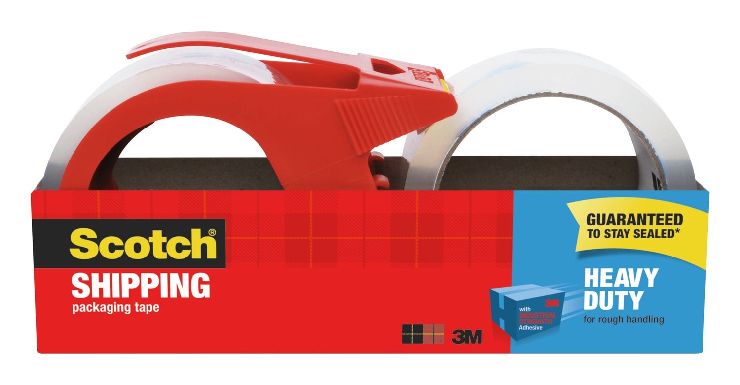 7100232723 - Scotch Heavy Duty Shipping Packaging Tape 3850-21RD-3WC, 1.88 in x 54.6 yd (48 mm x 50 m), 2 Rolls + 1 Dispenser/Pack