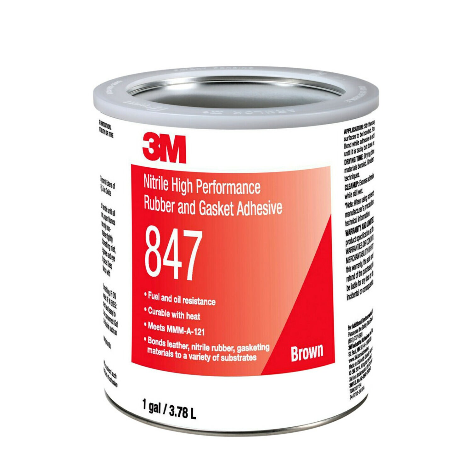 7000121194 - 3M Nitrile High Performance Rubber and Gasket Adhesive 847, Brown, 1 Gallon, 4 Can/Case