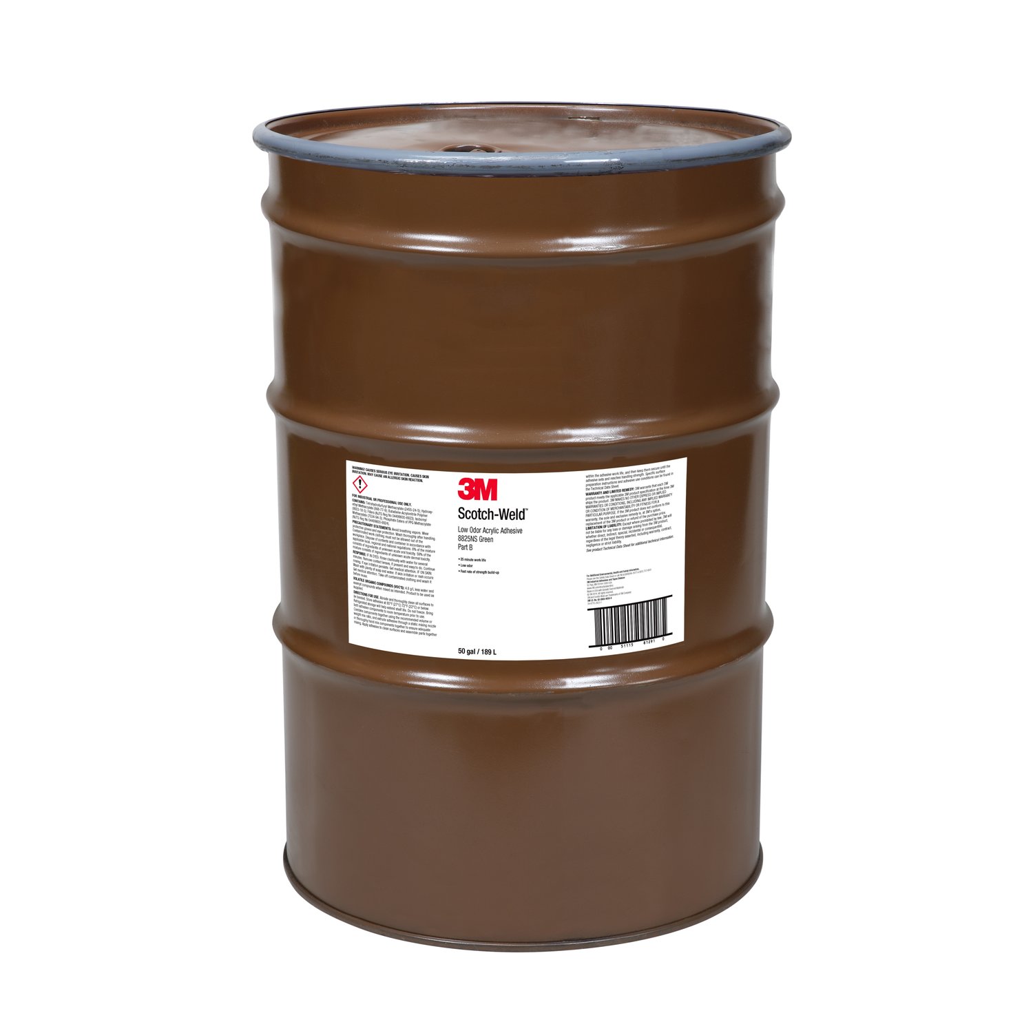 7100084533 - 3M Scotch-Weld Low Odor Acrylic Adhesive 8825NS, Green, Part B, 55 Gallon (50 Gallon Net), Drum