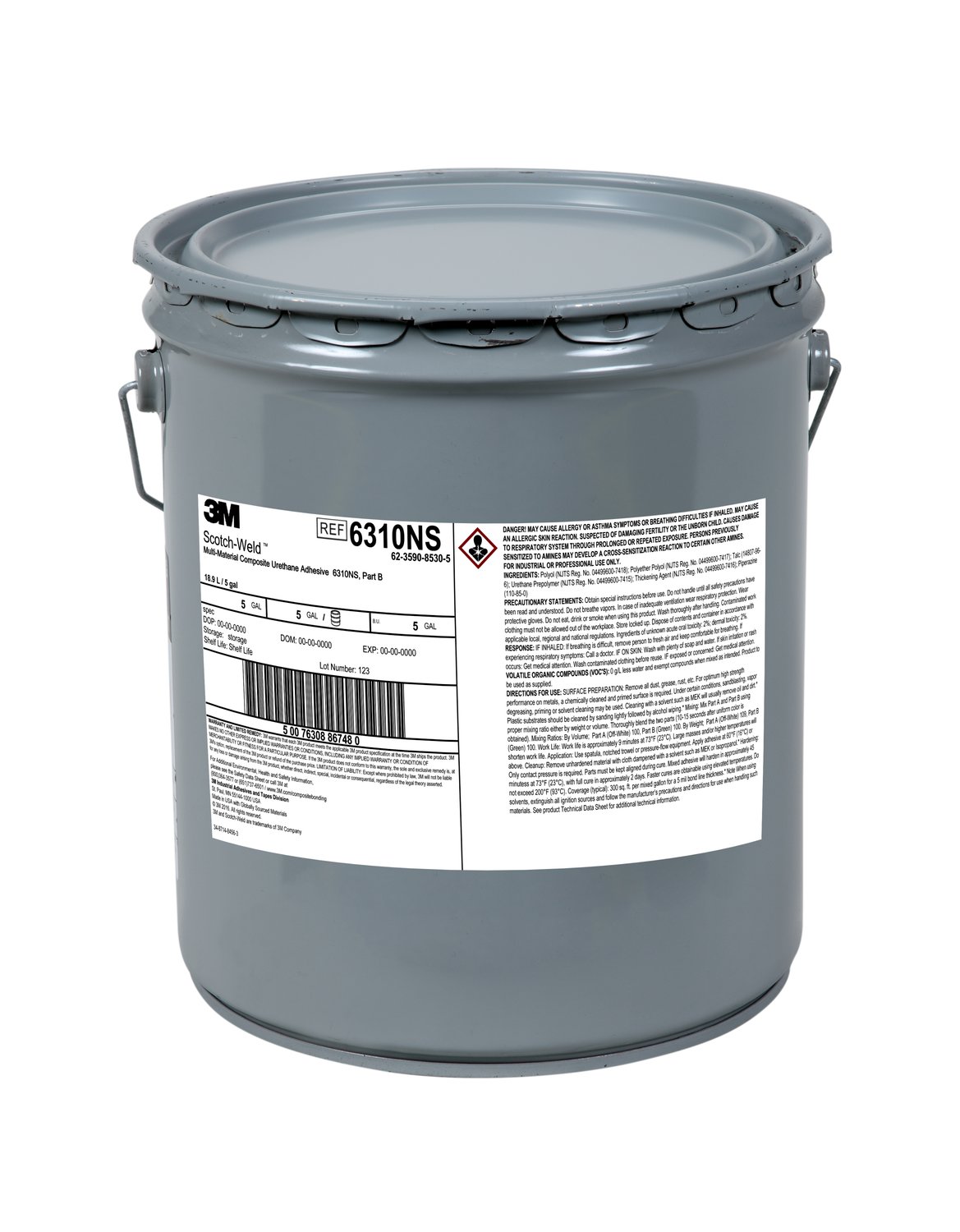 7100143915 - 3M Scotch-Weld Multi-Material Composite Urethane Adhesive 6310NS, Green, Part B, 5 Gallon (Pail), Drum