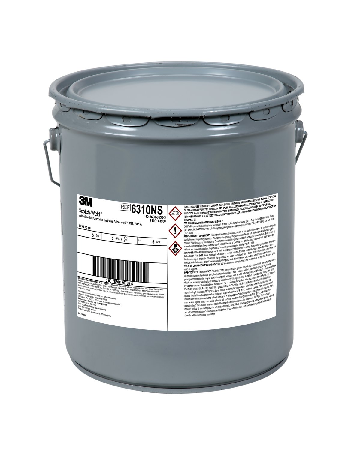7100143960 - 3M Scotch-Weld Multi-Material Composite Urethane Adhesive 6310NS,
Green, Part A, 5 Gallon (Pail), Drum