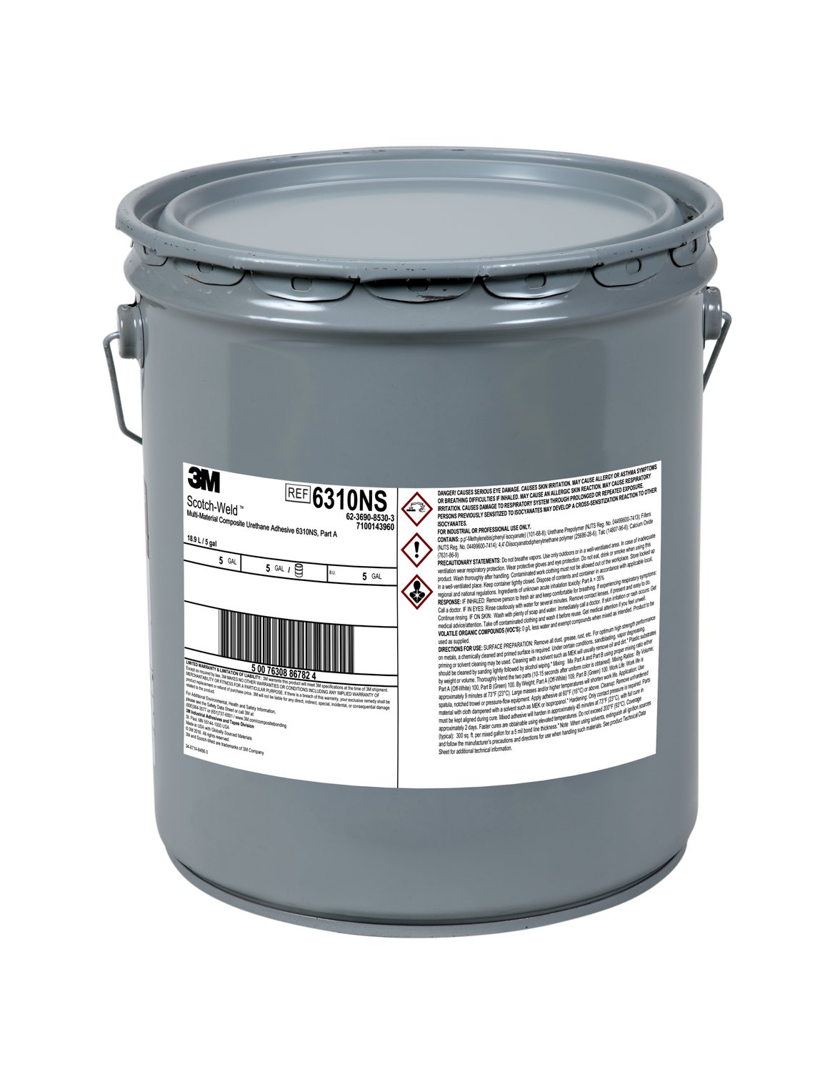 7100143960 - 3M Scotch-Weld Multi-Material Composite Urethane Adhesive 6310NS, Green, Part A, 5 Gallon (Pail), Drum