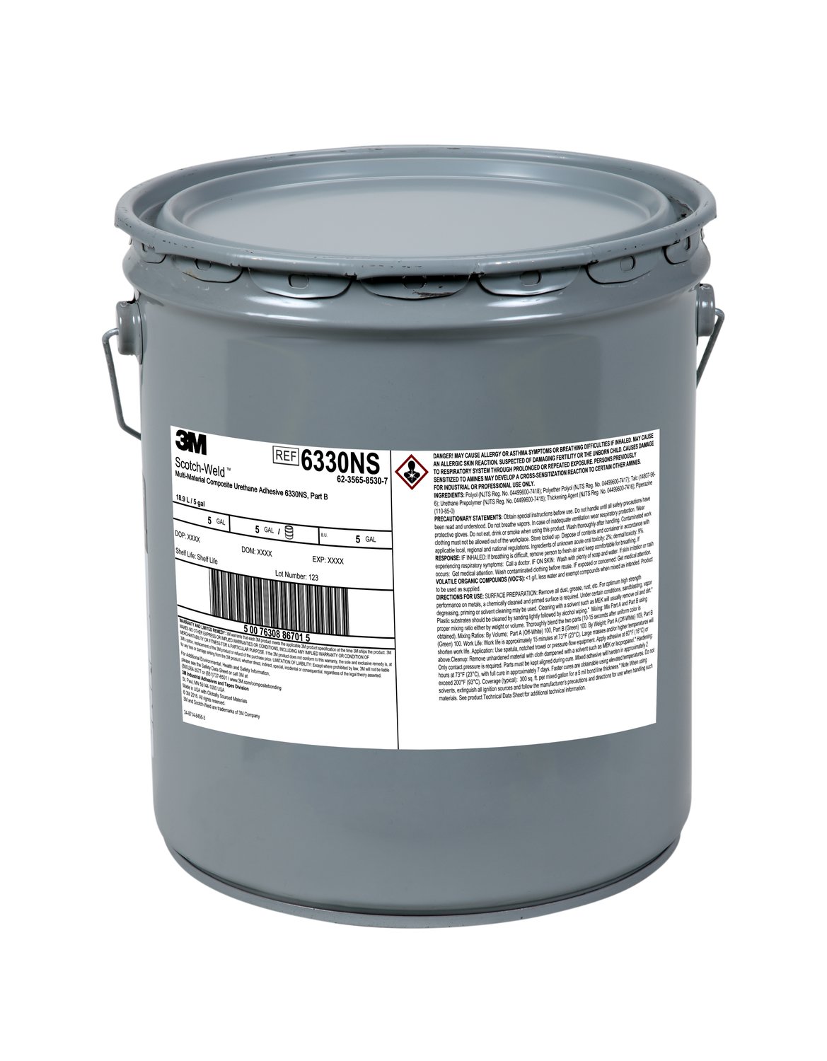 7100143701 - 3M Scotch-Weld Multi-Material Composite Urethane Adhesive 6330NS, Green, Part B, 5 Gallon (Pail), Drum