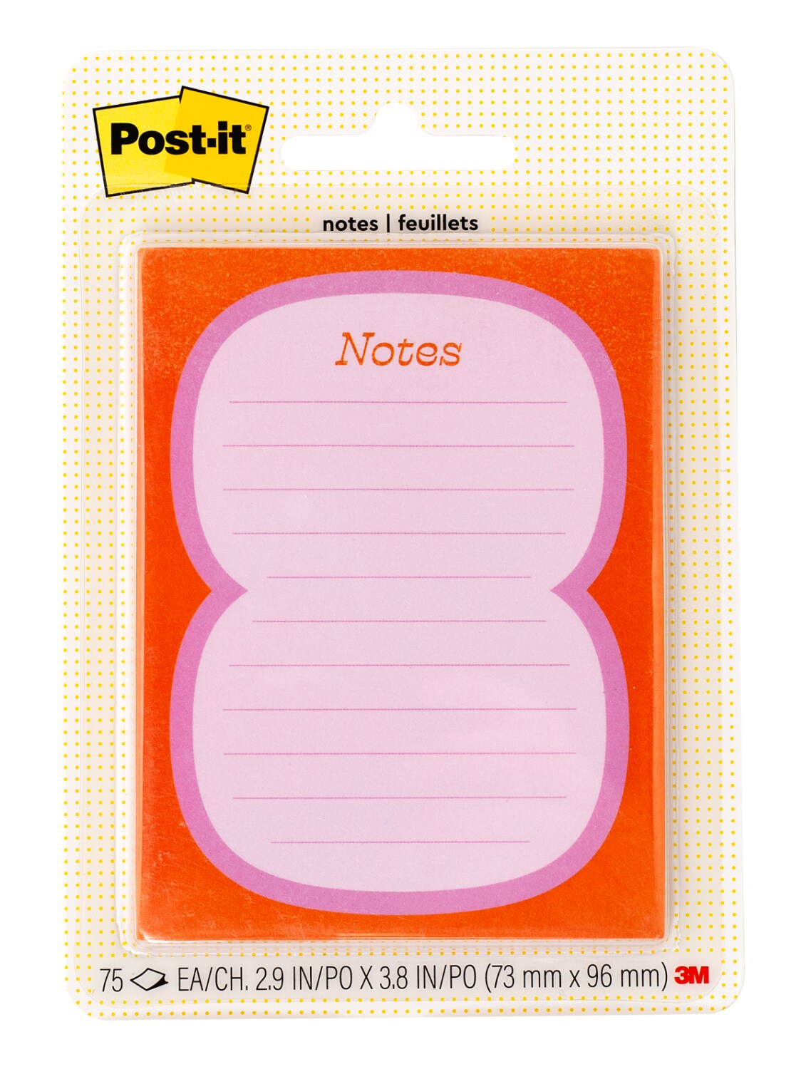 7100394033 - Post-it Mini List Notes W25-34-3, Orange-Pink, 2.9 x 3.8in 73 mm x 96 mm, 75 sheet