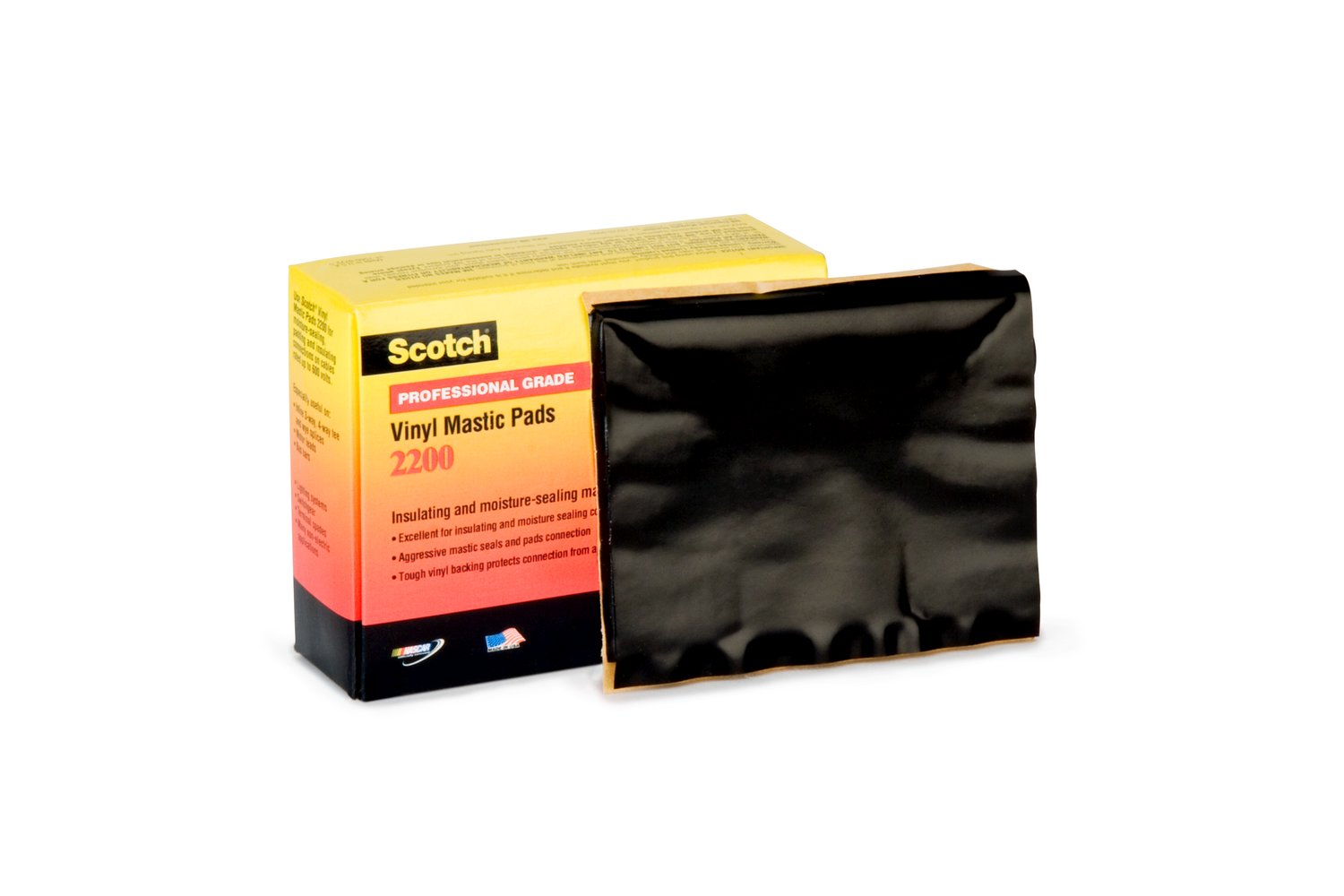 7100165387 - Scotch Vinyl Mastic Pad 2200, 1-1/2 in x 2-3/8 in, Black, 20 pads/carton, 100 pads/Case