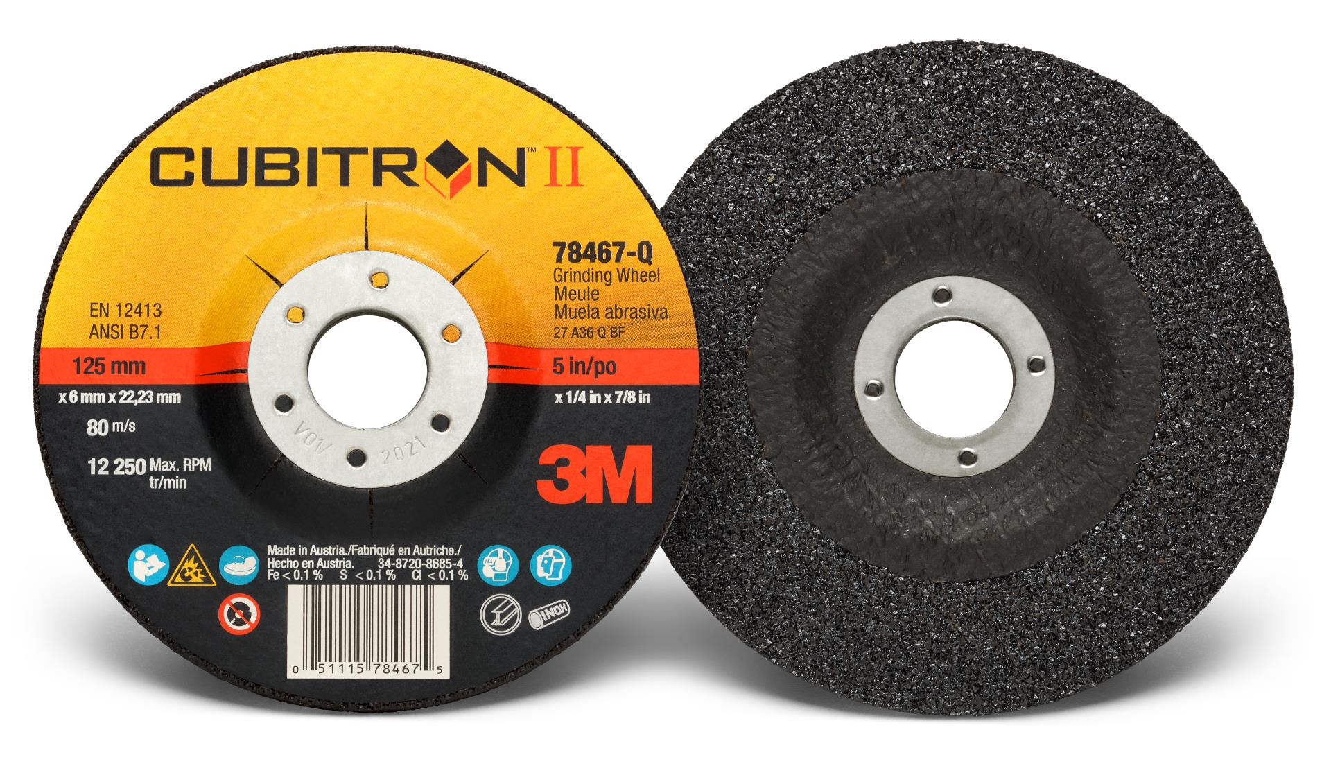 3M Cubitron II Hookit disque film 775L, 125 mm, 180+, non perforé