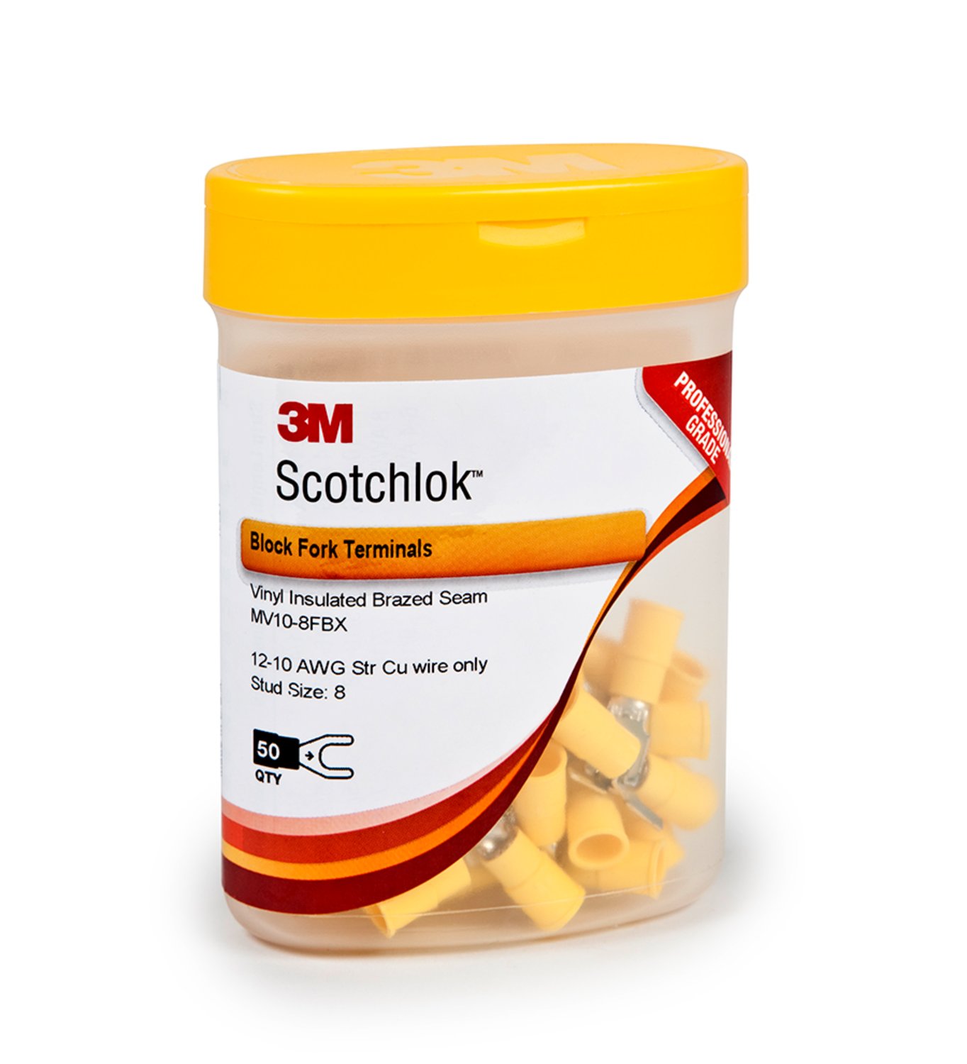 7000133298 - 3M Scotchlok Fork Nylon Insulated, 50/bottle, MNG10-8FX, wider-tongue design for use on free-standing studs, 500/Case