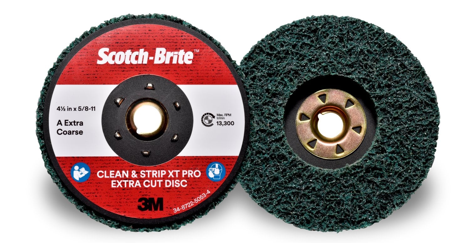 7100175465 - Scotch-Brite Clean and Strip XT Pro Extra Cut TN Quick Change Disc, XC-DN, A/O XCRS, Green, 4-1/2 in x 5/8 in-11, 10 ea/Case