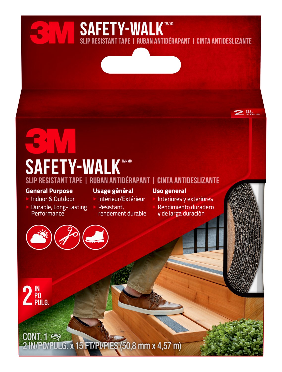7100173293 - 3M Safety-Walk Slip Resistant Tape, 610B-R2X180, Black, 2 in x 15 ft