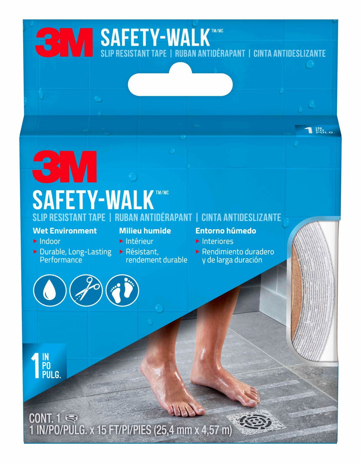7100173148 - 3M Safety-Walk Slip Resistant Tape, 220C-R1X180, 1 in x 15 ft, Clear