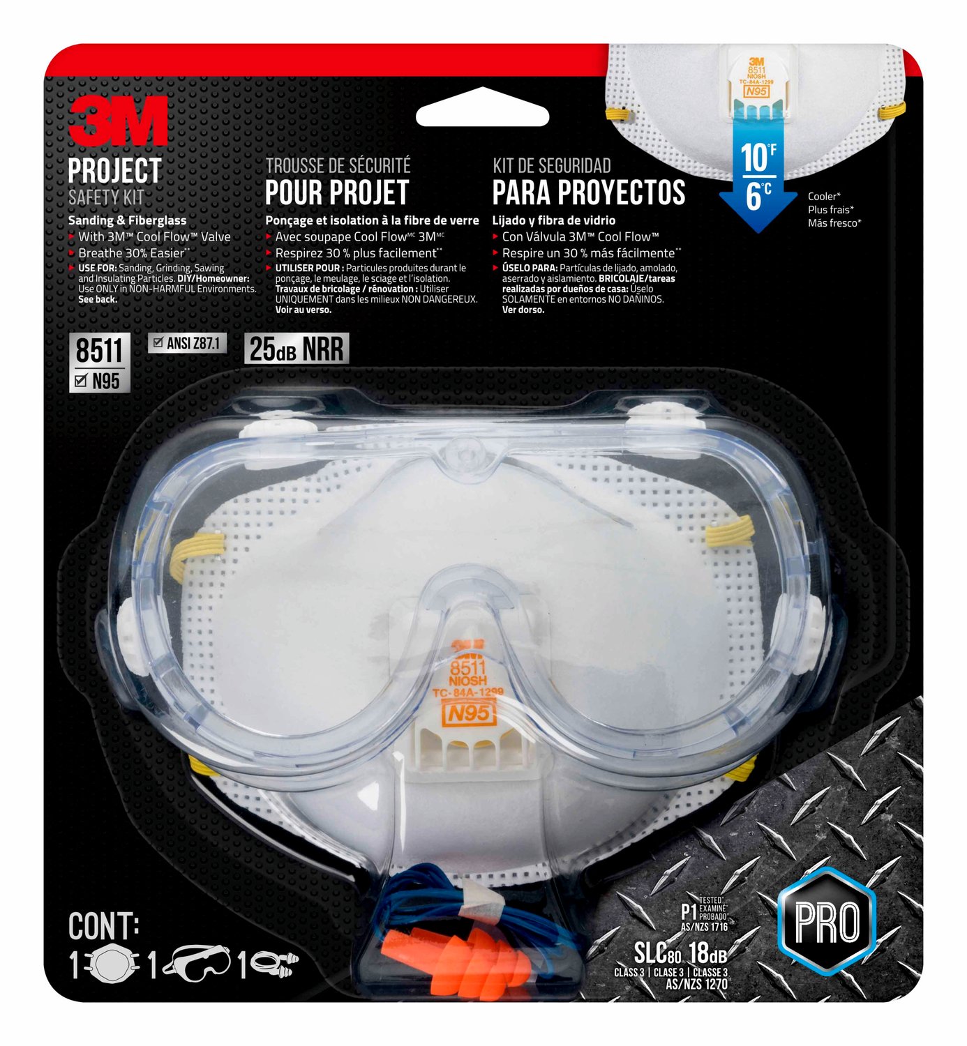 7100161409 - 3M Project Safety Kit with Valved Respirator, Project H1DC-PS, 6/case