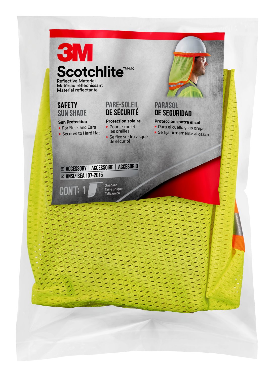 7100178455 - 3M Reflective Clothing Hard Hat Sun Shade, 94800H1-DC, Hi-Viz Yellow & Orange, 8/case