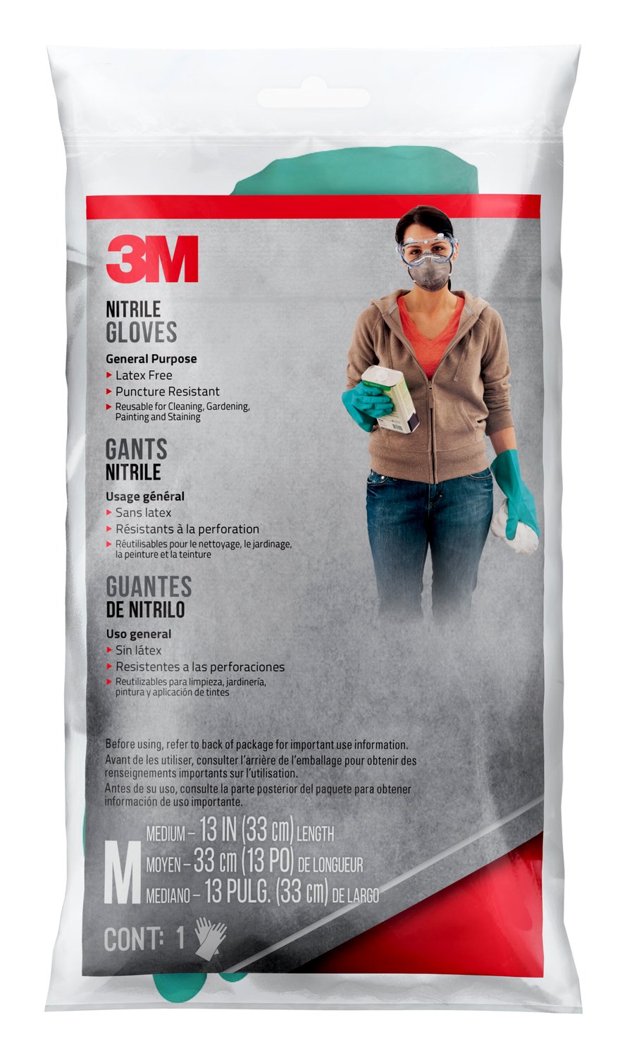 7100168666 - 3M Nitrile Gloves, NitrMP1-DC, Medium, 10/case