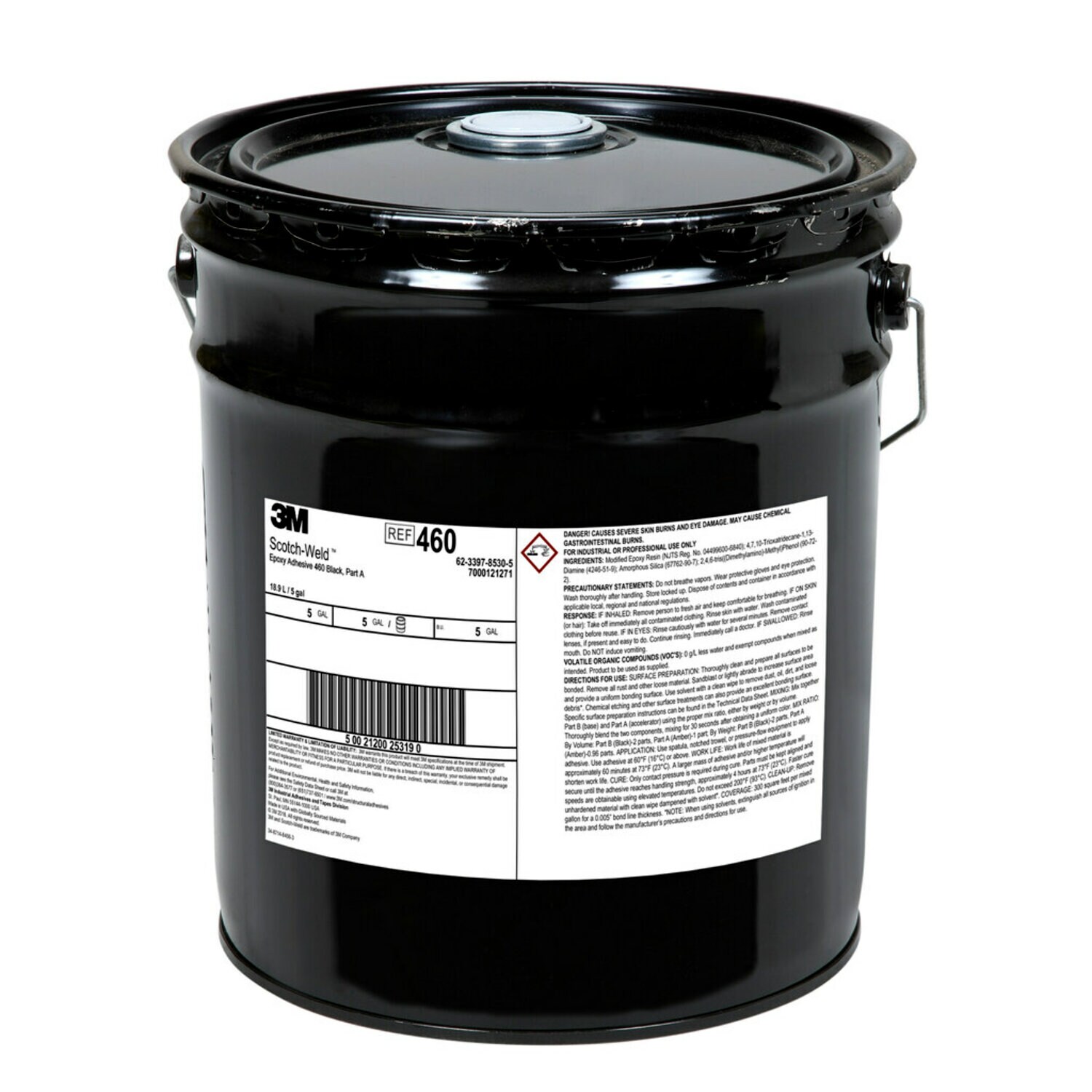 7000121271 - 3M Scotch-Weld Epoxy Adhesive 460, Black, Part A, 5 Gallon (Pail), 1 Can/Drum