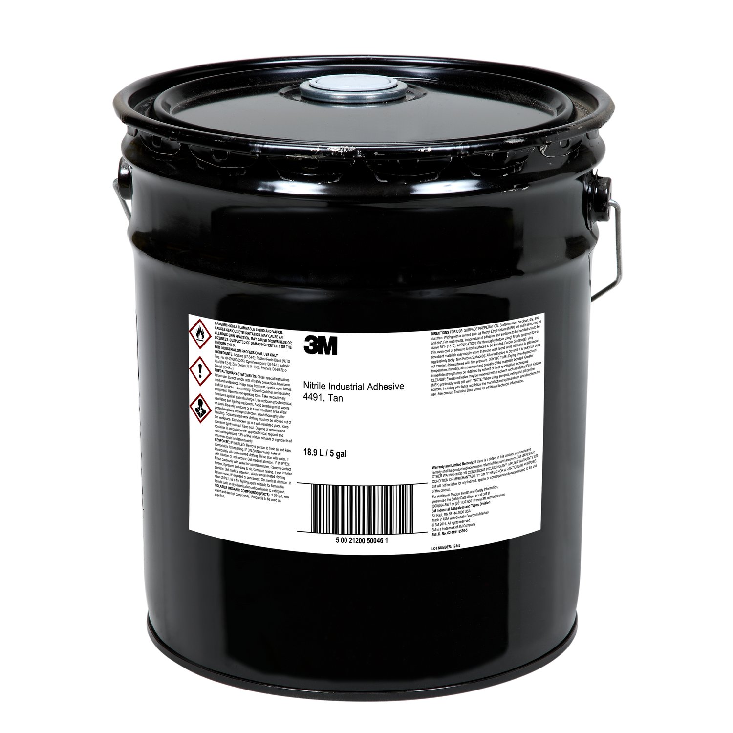 7010310263 - 3M Nitrile Industrial Adhesive 4491, Tan, 5 Gallon, Pour Spout, Drum