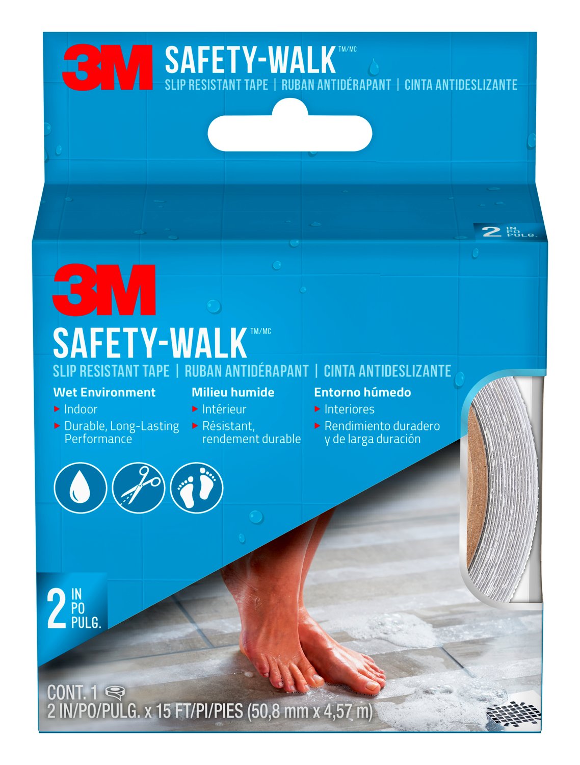 7100173139 - 3M Safety-Walk Slip Resistant Tape, 220C-R2X180. 2 in X 15 ft, Clear