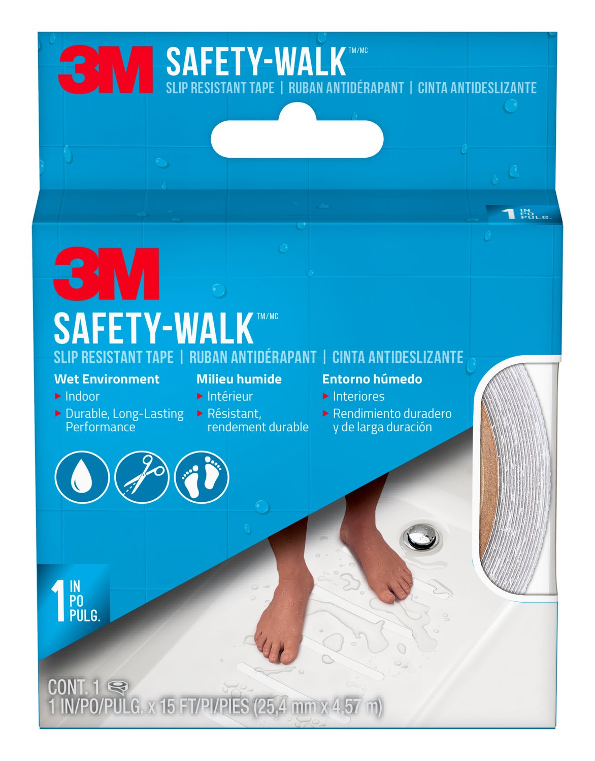 7100179181 - 3M Safety-Walk Slip Resistant Tape 280W-R1X180, 1 in x 15 ft, White