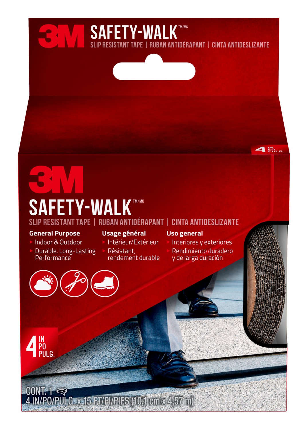 7100173141 - 3M Safety-Walk Slip Resistant Tape, 610B-R4X180, 4 in x 15 ft, Black