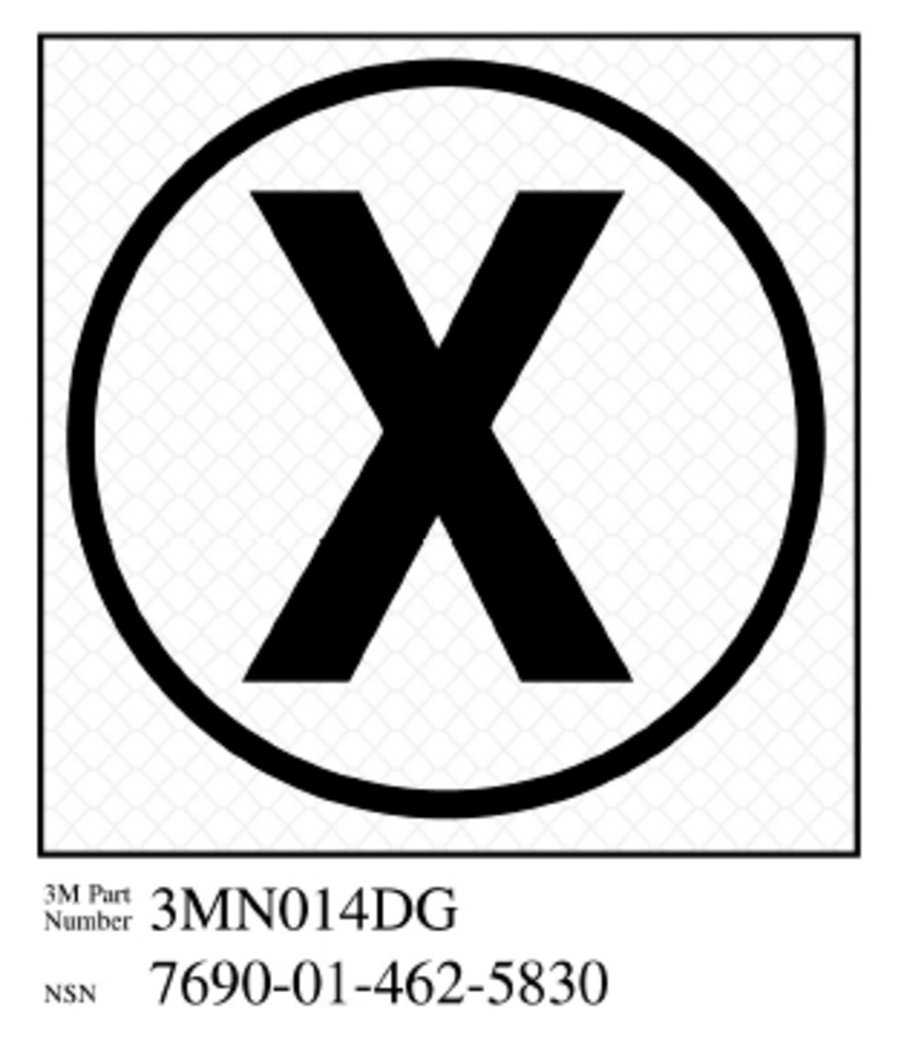 7010317673 - 3M Diamond Grade Damage Control Sign 3MN014DG, "Cir X-Ray", 3 in x 3
in, 10/Package