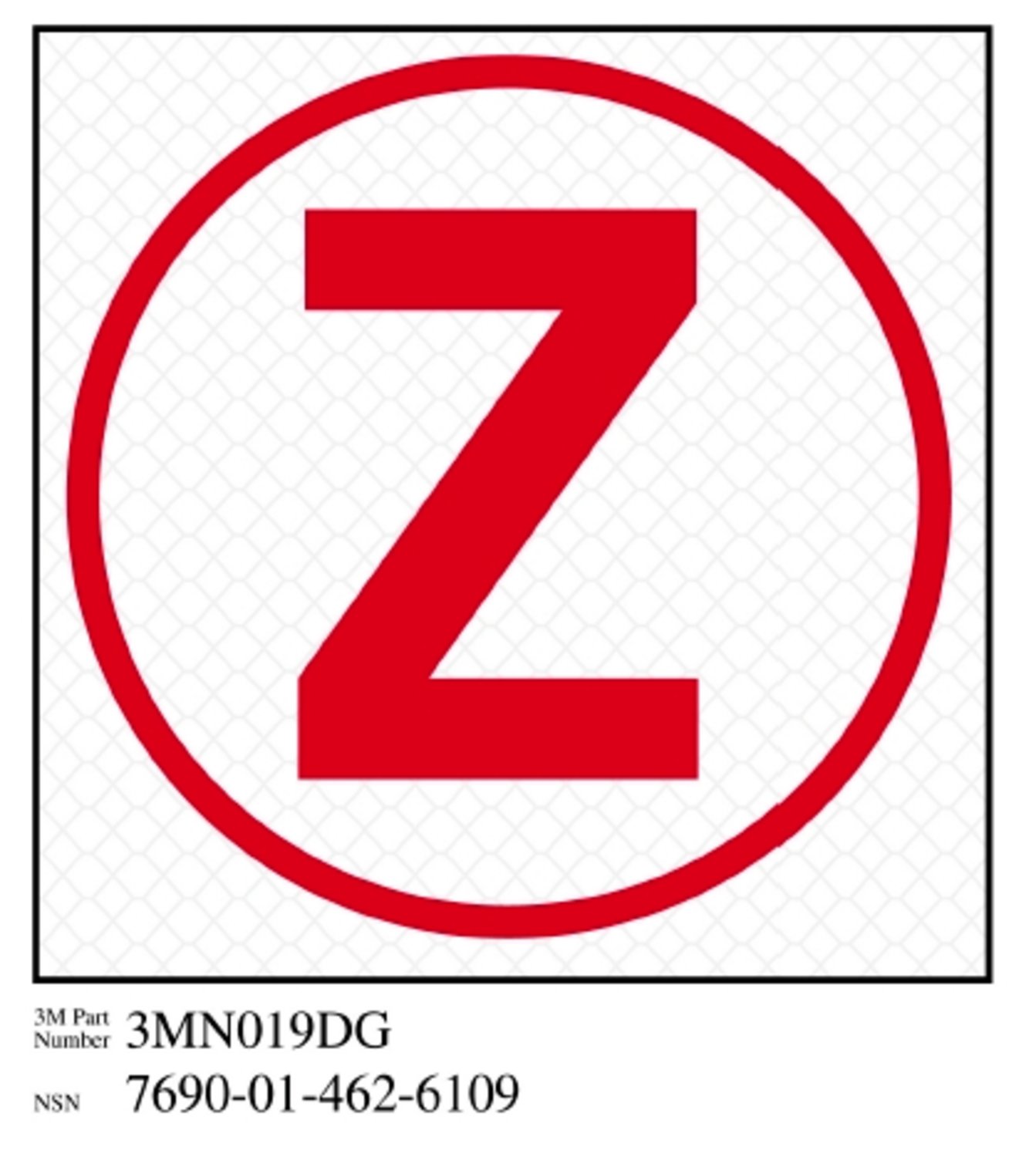7010344774 - 3M Diamond Grade Damage Control Sign 3MN019DG, "Cir Zebra", 4 in x 4 in, 10/Package