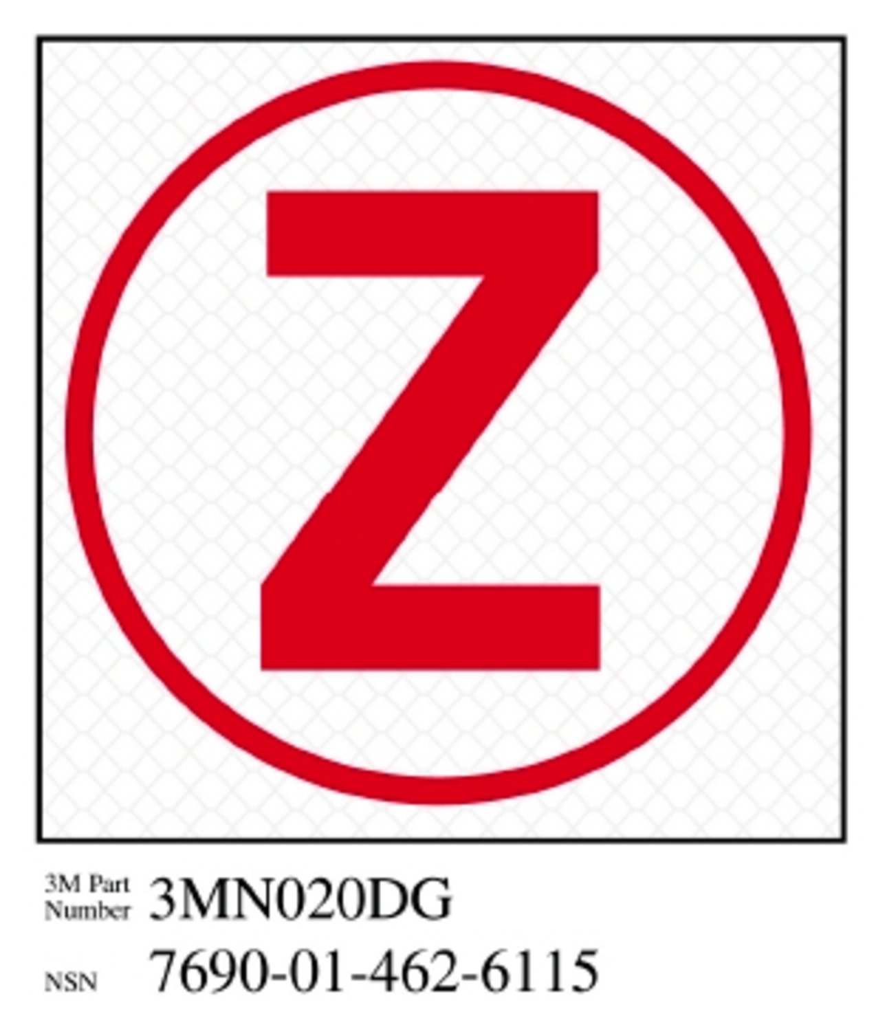 7010388573 - 3M Diamond Grade Damage Control Sign 3MN020DG. "Cir Zebra", 3 in x 3 in, 10/Package