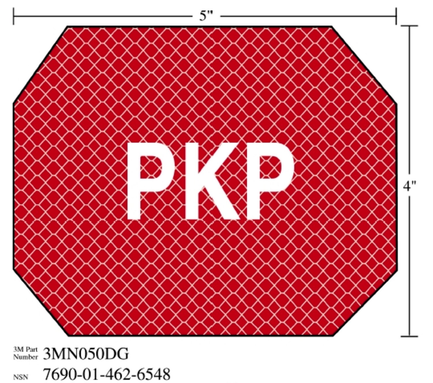 7010388686 - 3M Diamond Grade Damage Control Sign 3MN050DG, "PKP", 5 in x 4 in, 10/Package