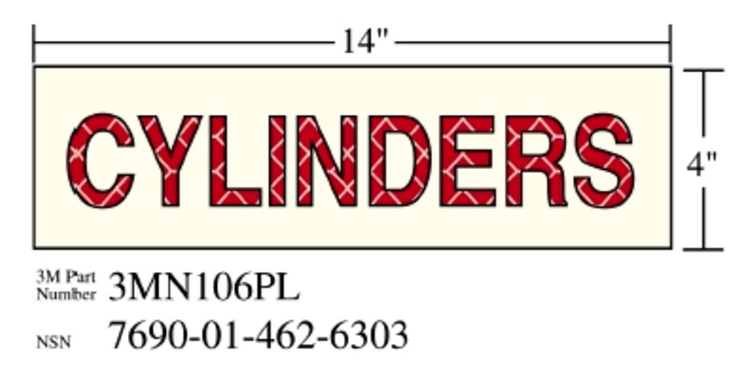7010343540 - 3M Photoluminescent Film 6900, Shipboard Sign 3MN106PL, 14 in x 4 in, CYLINDERS, 10/Package