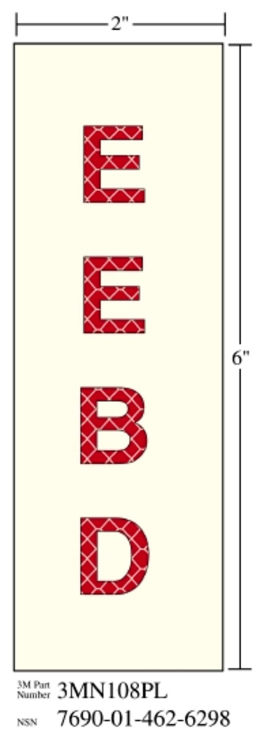 7010389813 - 3M Photoluminescent Film 6900, Shipboard Sign 3MN107PL, 1 in x 3 in, EEBD, 10/Package