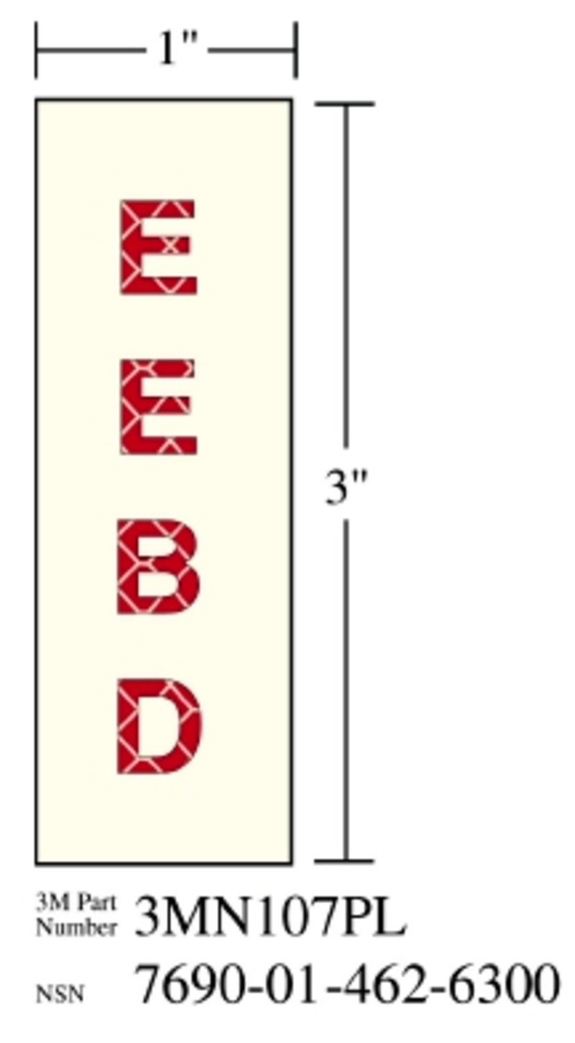 7010317780 - 3M Photoluminescent Film 6900, Shipboard Sign 3MN108PL, 2 in x 6 in, EEBD, 10/Package