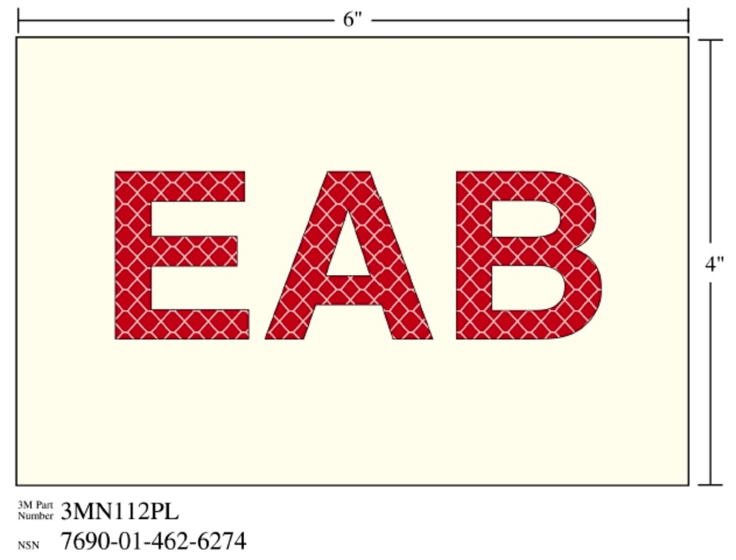 7010389815 - 3M Photoluminescent Film 6900, Shipboard Sign 3MN112PL, 6 in x 4 in, EAB, 10/Package