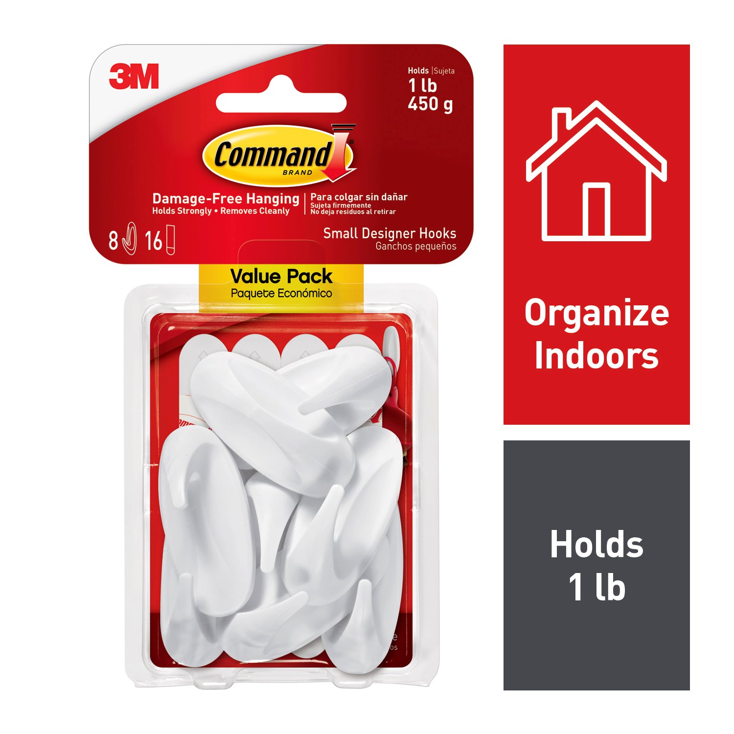 7010376795 - Command Designer Hooks Value Pack 17082-8ES, 8 small hooks, 16 small strips