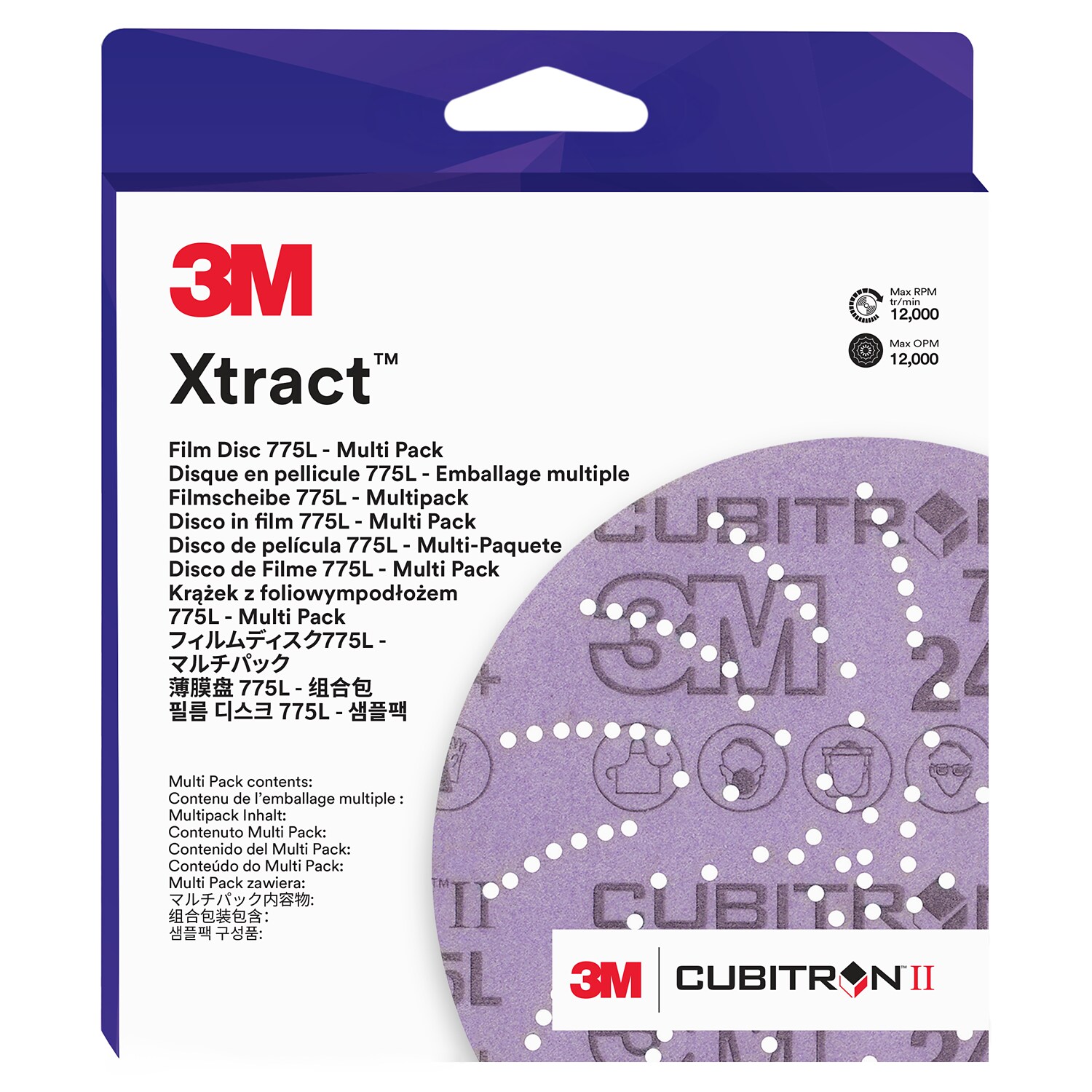7100389839 - 3M Xtract Cubitron II Film Disc 775L, Multi-Grade 500+ - 1000+ 3MIL, 5 in, 500LG, 12/Pack, 20 ea/Case, Multi-pack